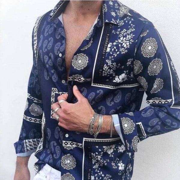 Spring And Autumn Fashion Printed Casual Shirt